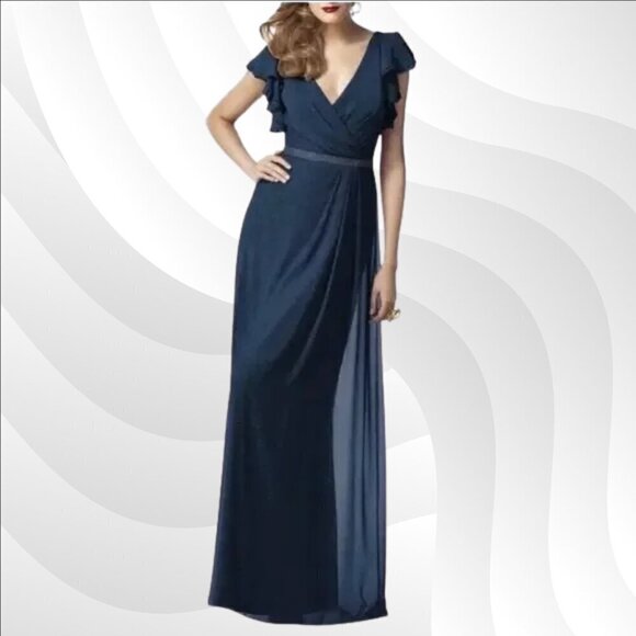 2/$50 Dessy Collection Vivian Diamond Midnight Gold Dress Size 2 | Elegant Gown - Picture 1 of 9